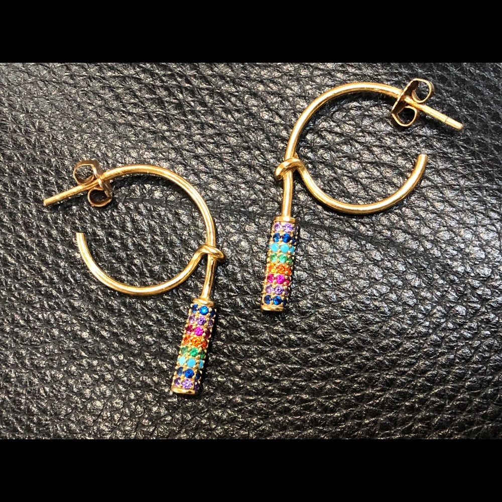 Joanna Laura Constantine gold plated rainbow hoops